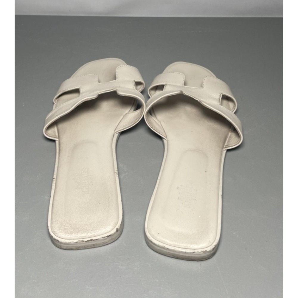 Hermes Oran Calf Skin Leather Slip-On Sandals Women's EU 38 - Picture 4 of 10